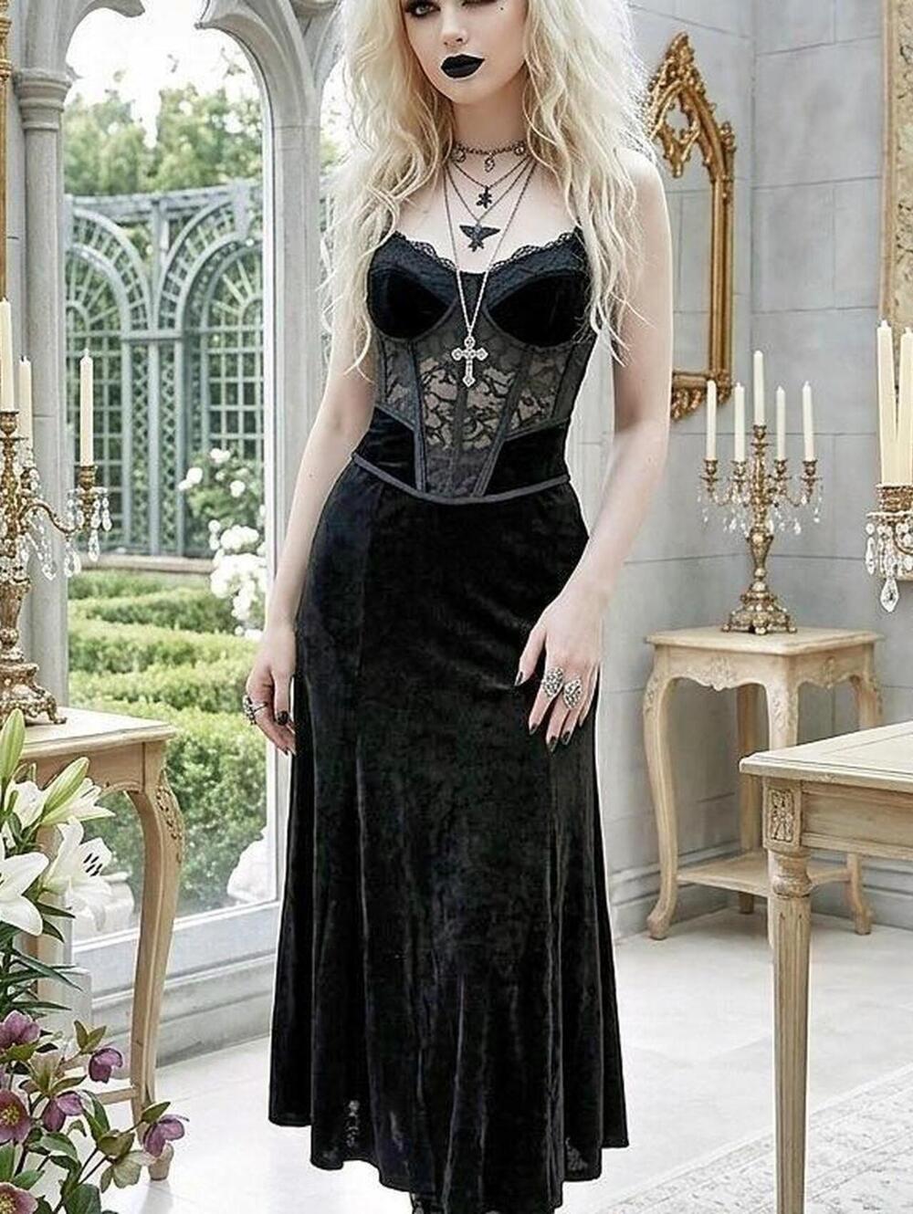 Black velvet maxi skirt SEE PICS SOME FLAWS